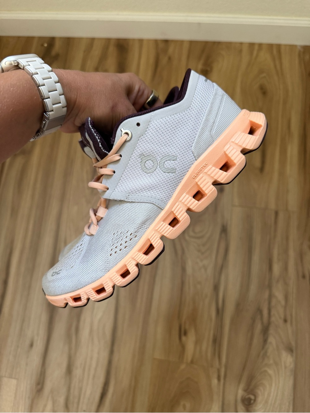 On Cloud X Sneaker in Silver & Almond - Picture 10 of 10